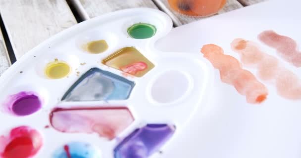 Akvarelu Malování štětec a plátna — Stock video