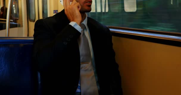 Бізнесмен розмовляє по мобільному телефону — стокове відео