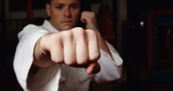 Hombre practicando karate — Vídeo de stock