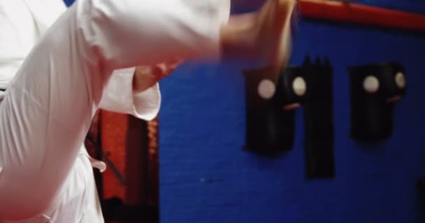 Mann praktiziert Karate — Stockvideo