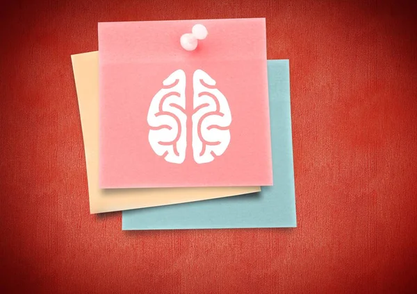 Composite image of colored Sticky Note Brain icon — Stock Photo, Image