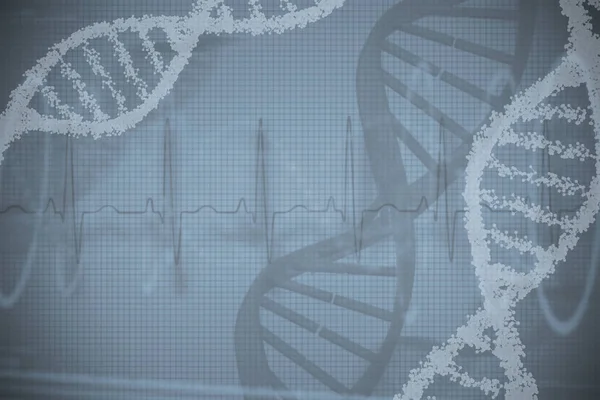 Modello di DNA a spirale blu sullo schermo — Foto Stock