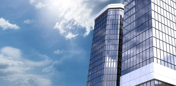 Edifício contra vista do céu azul — Fotografia de Stock
