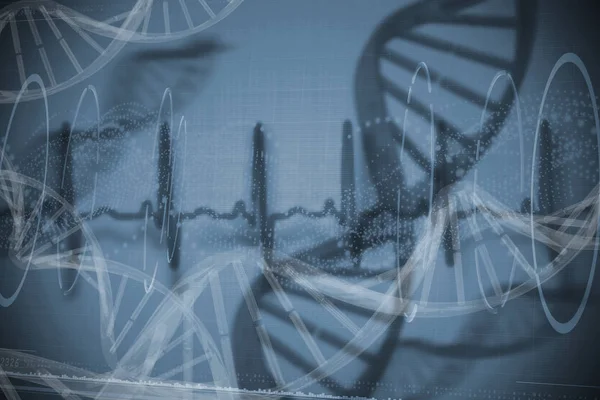 Patrón de ADN espiral azul en la pantalla —  Fotos de Stock