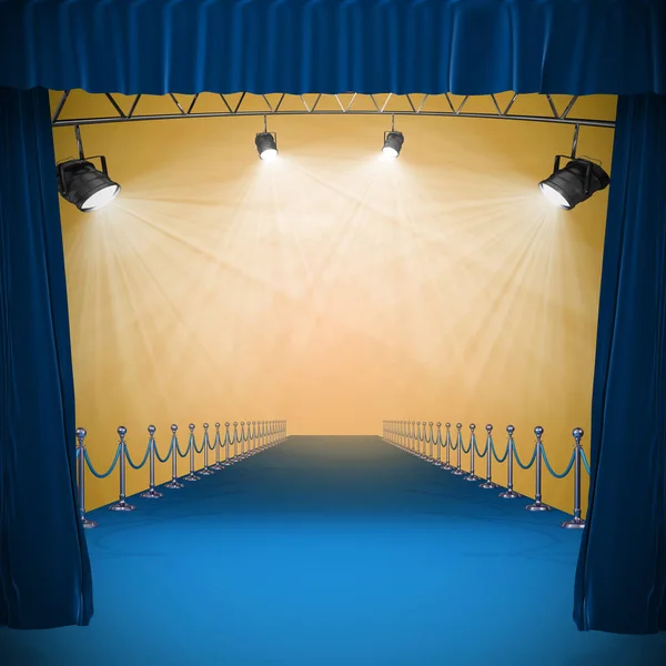 3d Curtains of blue color — Stock Photo, Image