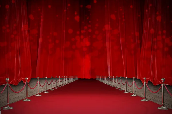 Červený koberec proti červené závěsy — Stock fotografie
