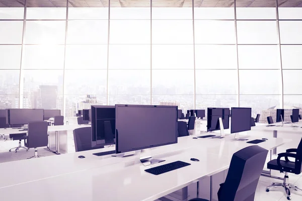 Office furniture against windows — Stock Photo, Image