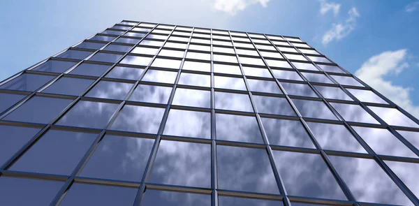 Edificio frente a la vista del cielo azul y la nube — Foto de Stock