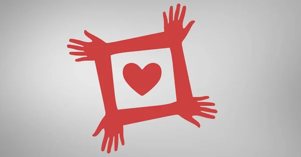 Liefdadigheid met rood hart en handen — Stockfoto