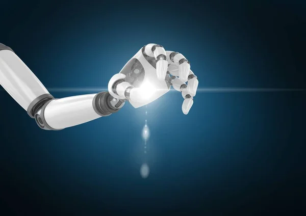 robot hand with light flare