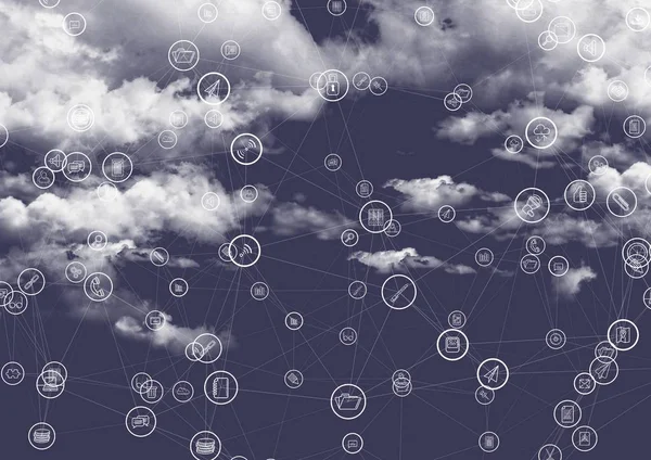 Conectar iconos con la nube en segundo plano —  Fotos de Stock