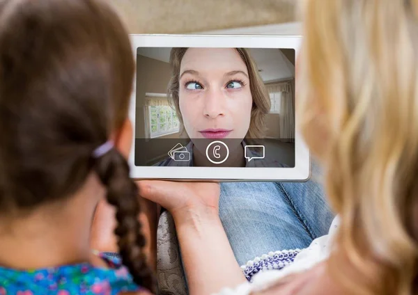 Mother and daughter having video calling — Stock Photo, Image