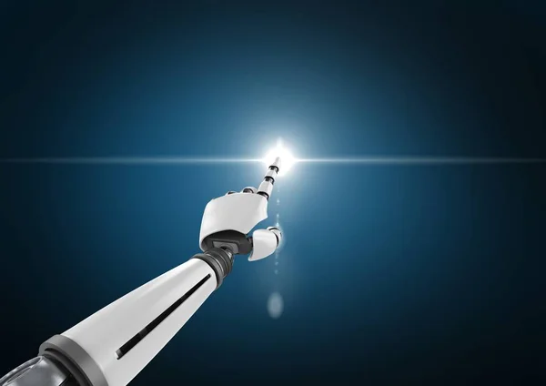 Roboterhand berührt weißes Licht — Stockfoto