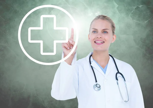 Doctor pretending to touch medical sign — Stock Photo, Image