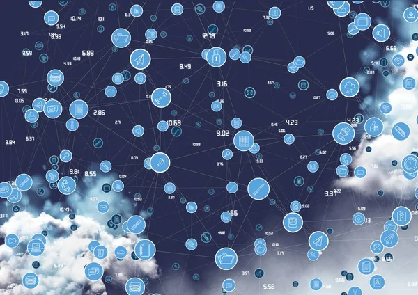 Aansluiten van pictogrammen met cloud op achtergrond — Stockfoto