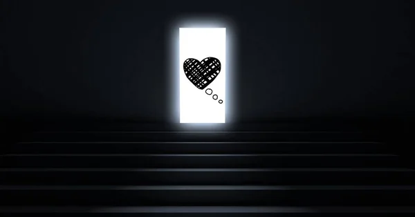 Schody drzwi otwarte z kształt serca — Zdjęcie stockowe