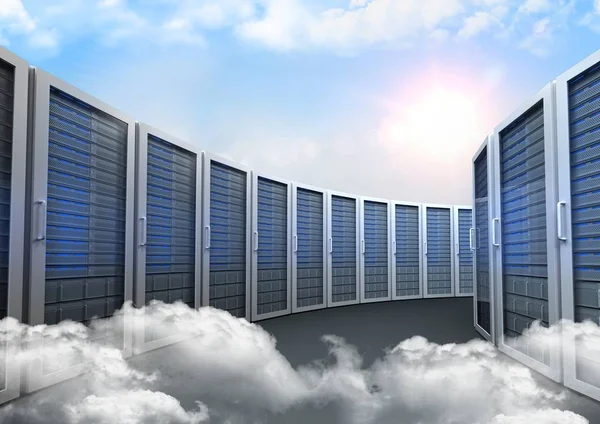 Server rooms arranged in a rows — Stock Photo, Image