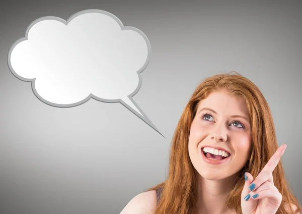 Woman with blank speech bubble — Stock Photo, Image