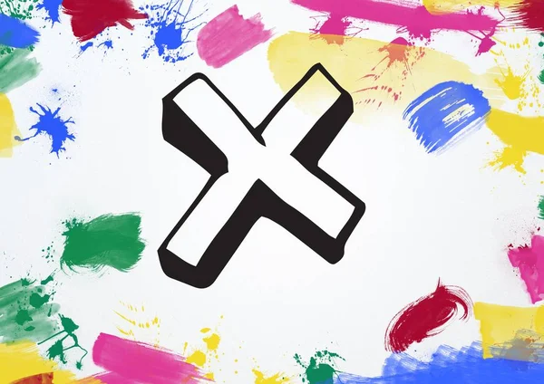 Cross with multi colored paint stroke — Stock Photo, Image