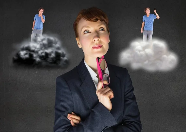 Businesswoman between being good or bad conscience — Stock Photo, Image