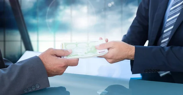 Businessman giving money to his colleague with corruption concept — Stock Photo, Image