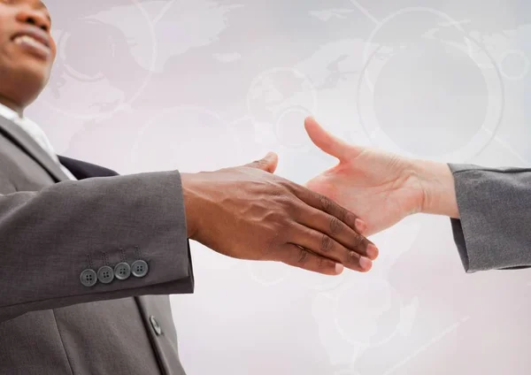 Close-up of businessman and woman shaking hands with each other — Stock Photo, Image