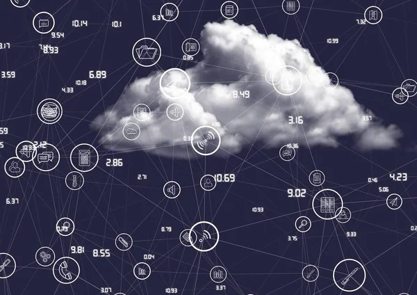 Nuvem com ícones de conexão — Fotografia de Stock