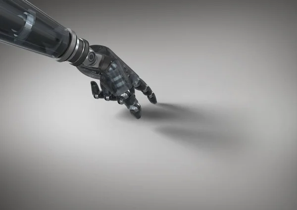 로봇 손 만지고 회색 배경 — 스톡 사진