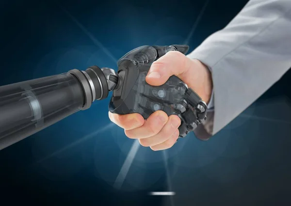 ロボットと握手するビジネスマン — ストック写真