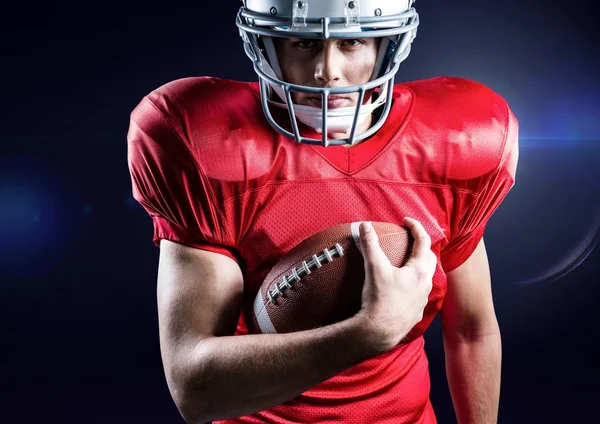 American-Football-Spieler mit Rugby-Ball — Stockfoto