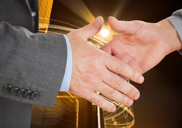 Close-up of businessman and woman shaking hands — Stock Photo, Image