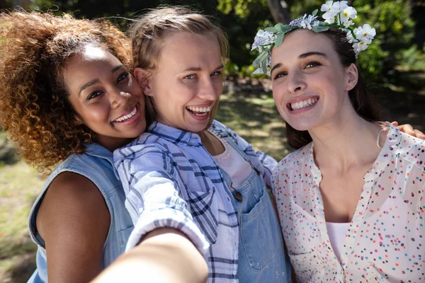 Female friends having fun in park — Stock Photo, Image