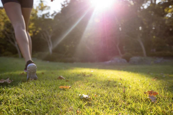 Feet of jogger jogging in the park — Stock Photo, Image