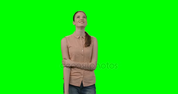 Woman smiling and looking up — Stock Video