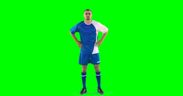 Confident football player standing — Stock Video