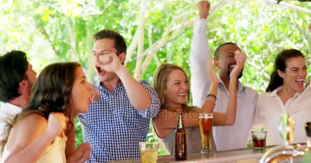 Vrienden genieten van samen in restaurant — Stockvideo