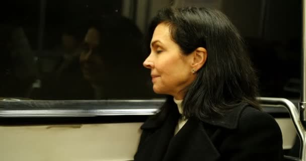 Женщина, путешествующая на поезде — стоковое видео