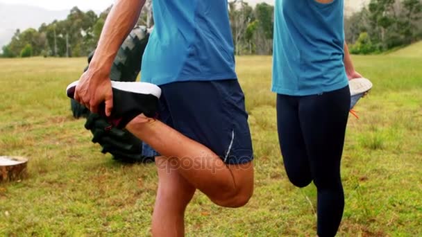 Pareja balanceándose en un pie — Vídeos de Stock