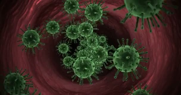 Цифрові вірусні клітини, що протікають через артерію — стокове відео