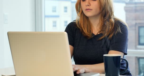 Mujer usando portátil — Vídeos de Stock