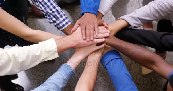 Business team stacking hands together — Stock Video