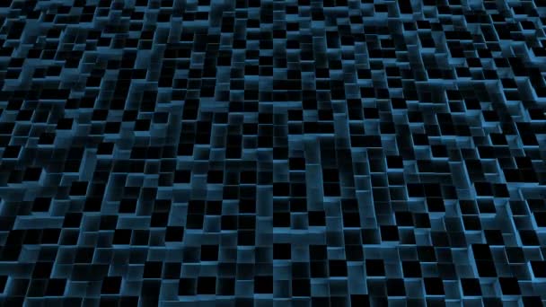 Kék világító blokkok mozog fel és le a minta — Stock videók