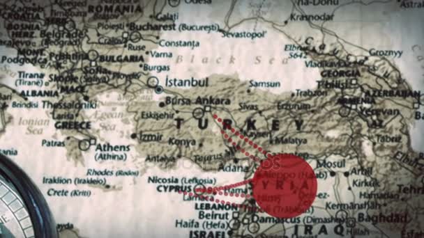 Червона лінія показ шляху з Сирії до Німеччини — стокове відео