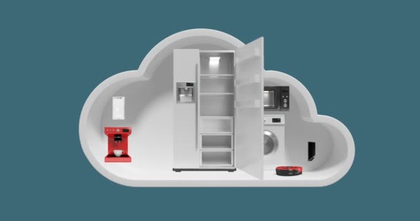 Haushaltsgeräte in Wolkenform für das Internet der Dinge — Stockvideo