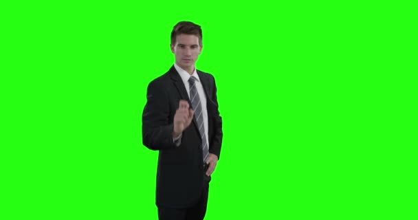 Businessman using futuristic digital screen — Stock Video