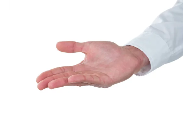 Hand of man gesturing against white background — Stock Photo, Image