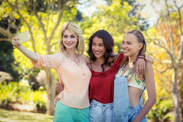 Friends taking selfie with mobile phone — Stock Photo, Image