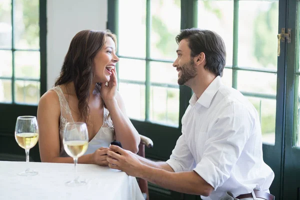 Man proposing a woman with a ring Stock Image