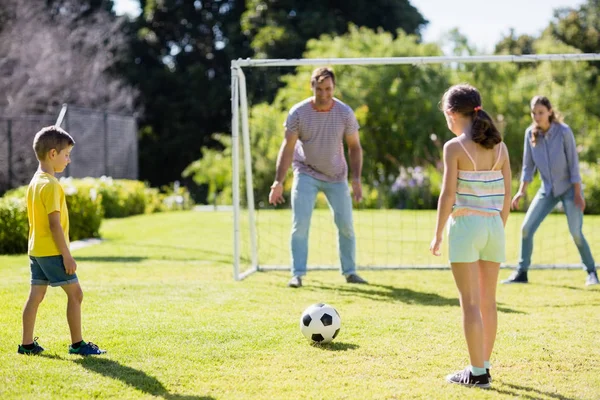 Birlikte futbol oynamaya aile — Stok fotoğraf