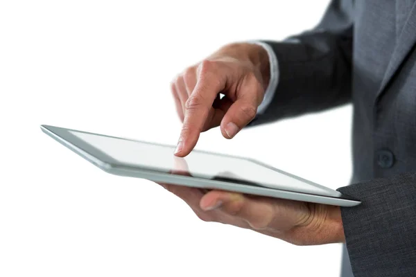 Mitten delen av affärsman med digital tablet — Stockfoto